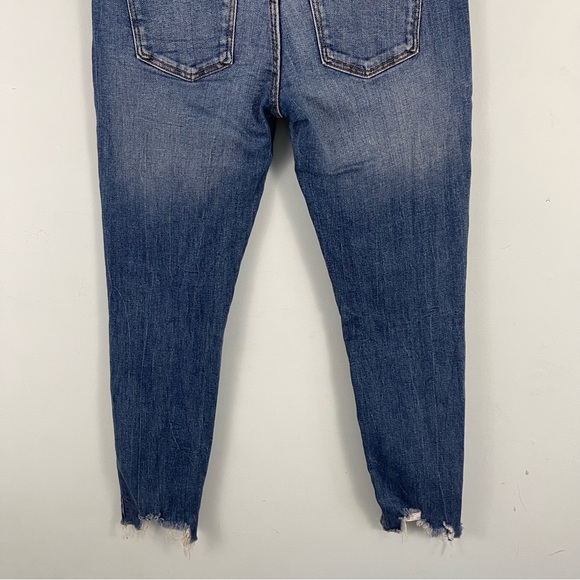 Zara Mid Rise Skinny Jeans Ankle Raw Hem Shark Bite Hem Distressed US 8 - Picture 11 of 16